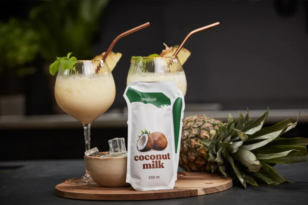 Ecolean coconut milk in lightweight aseptic pack