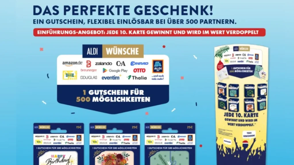ALDI SÜD ALDI WISHES voucher display Germany 2025