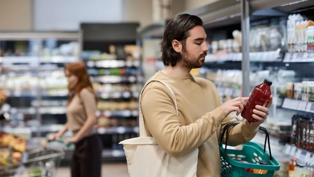 Private label products in German supermarket aisle