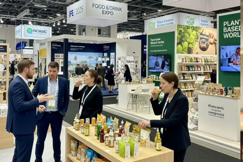 Buyers and exhibitors at a UK food and drink trade show 2025