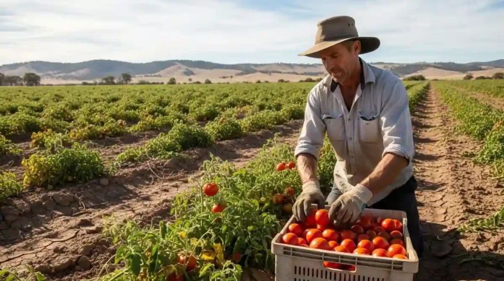 Australian fresh produce farm under climate pressure in 2025.
