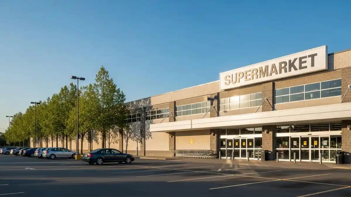 Large supermarket store exterior in Denmark