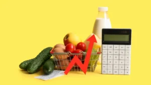 Fresh produce and grocery shelves in a Canadian supermarket