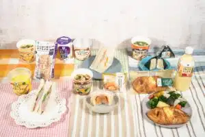 FamilyMart breakfast products arranged on a table