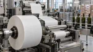 Paper label rolls on a converting machine