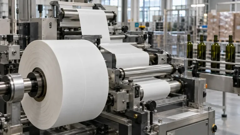 Paper label rolls on a converting machine