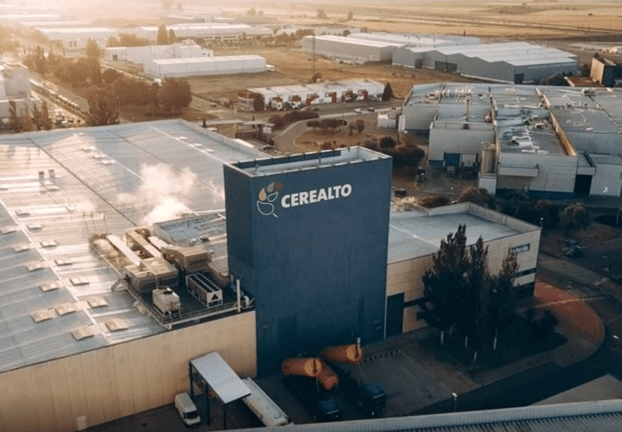 Aerial view of a Cerealto factory and loading bays
