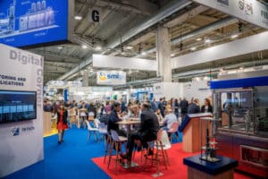 Exhibition booths and food technology visitors at Cibus Tec
