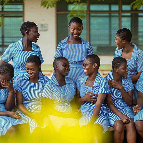 Schoolgirls in Ghana supported by EDEKA and Plan International
