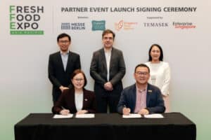 Messe Berlin and Singapore agency representatives at the Fresh Food Expo Asia Pacific launch