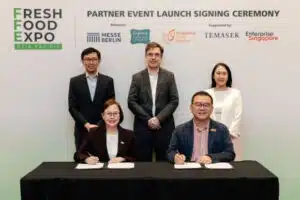 Messe Berlin and Singapore agency representatives at the Fresh Food Expo Asia Pacific launch