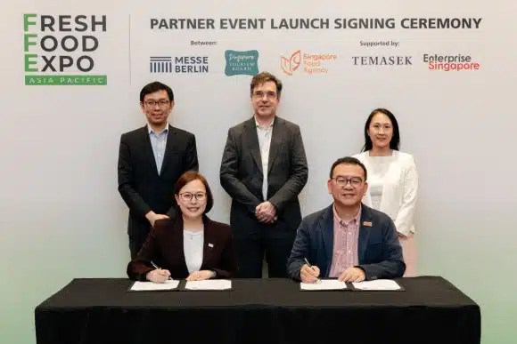 Messe Berlin and Singapore agency representatives at the Fresh Food Expo Asia Pacific launch