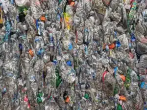 Bales of PET drinks bottles