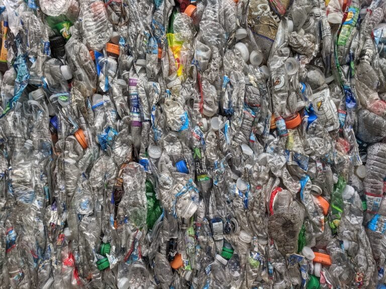 Bales of PET drinks bottles