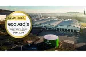 Hinojosa factory with an EcoVadis Gold graphic dated September 2026