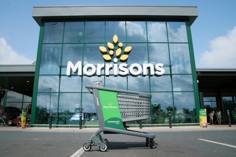 Instacart Caper smart trolley outside Morrisons supermarket
