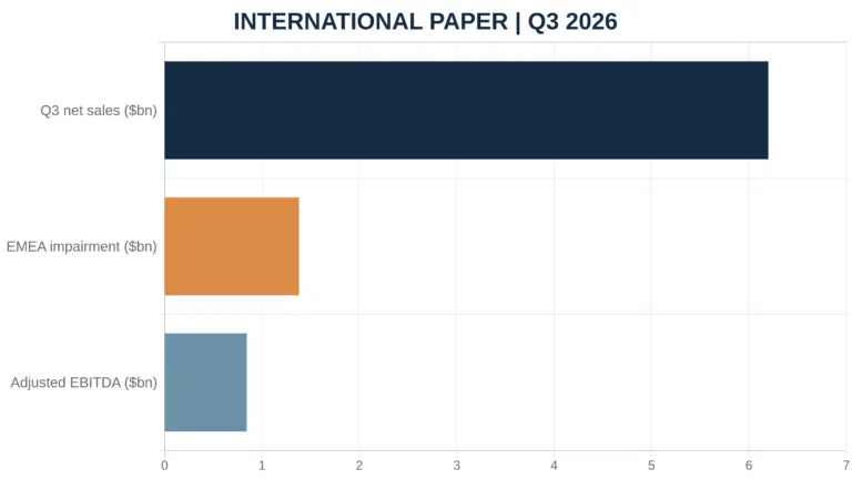 International Paper Q3 2026 sales and EMEA impairment chart