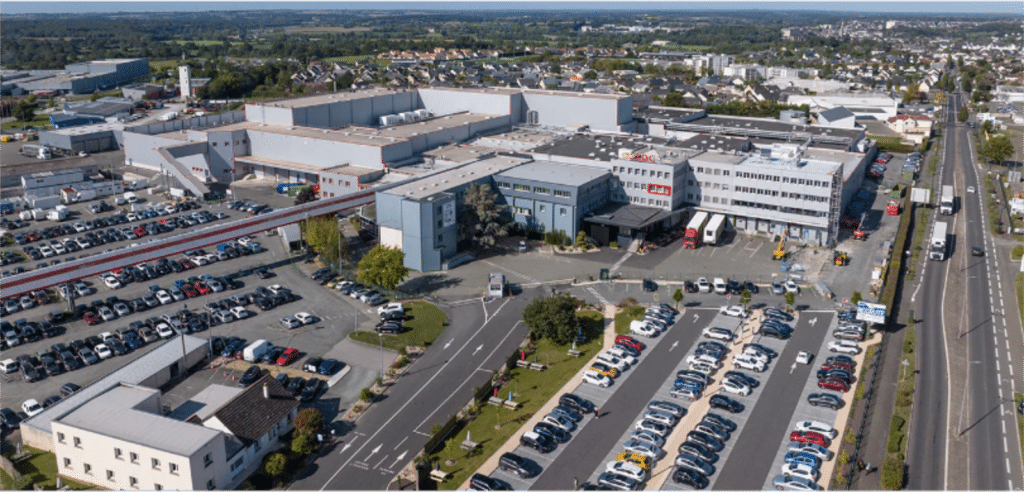Aerial view of an LDC industrial site with factory buildings, offices and car parks.