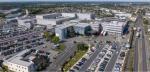 Aerial view of an LDC industrial site with factory buildings, offices and car parks.