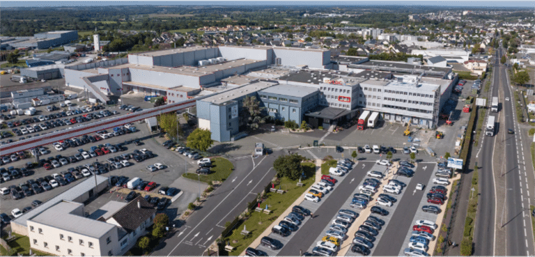 Aerial view of an LDC industrial site with factory buildings, offices and car parks.